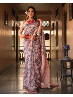 Mayurie - Kiki Chanderi Hand Block Printed Saree with Unstitched Blouse