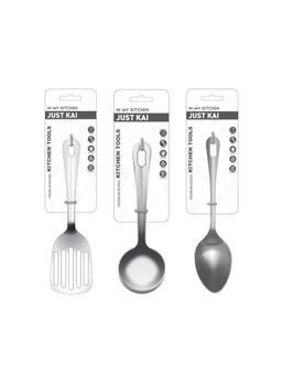 Kai India - Turner Slotted, Ladle & Basting Spoon Solid Kitchen Tool - Set Of 3