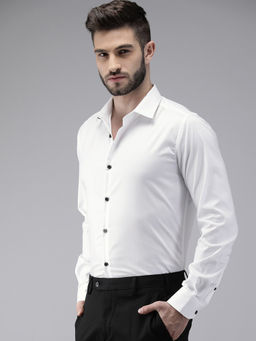 The Bear House - Men Solid White Formal Shirt