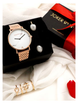 Joker and Witch - Joker & Witch White Love Triangle Watch & Bracelet With Ring For Women (Pack of 6) (JWLT40)