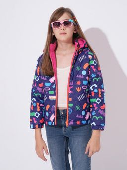 VERO MODA - Girl Print Regular Fit Multicolour Reversible Puffer Jacket