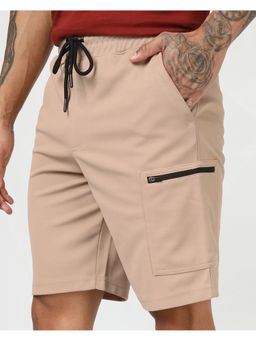 Bewakoof - Men Warm Taupe Brown Textured Cargo Shorts