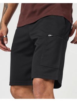 Bewakoof - Men Jet Black Textured Cargo Shorts