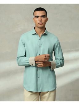 Albino - Pista Green Plain Slim Fit Shirt