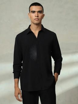 Albino - Black Sunburst Embroidered Slim Fit Shirt