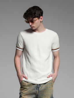 Jack & Jones - White Slim Fit Knitted T-Shirt