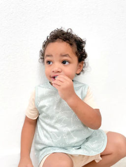 Bapron Baby - Sage Dino Friends Sage Green Bibs (6-12 Months)