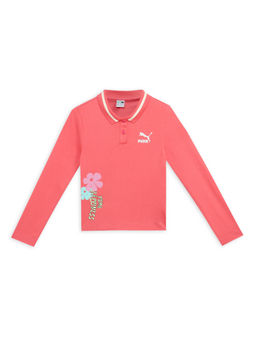 Puma - Classics Bubble Bloom Girls Pink Polo T-Shirt