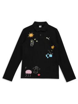 Puma - Classics Printed Kids Black Polo T-Shirt