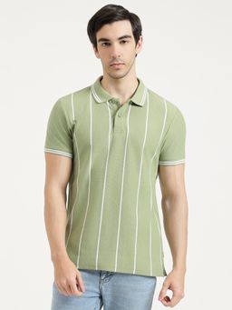 United Colors of Benetton - Men Green Pure Cotton Collar Neck Polo T-shirt