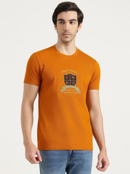 United Colors of Benetton - Men Rust Pure Cotton Round Neck T-shirt