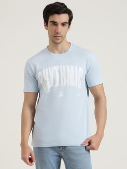 United Colors of Benetton - Men Blue Cotton Blend Round Neck T-shirt