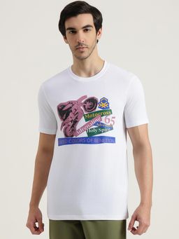 United Colors of Benetton - Men White Polycotton Round Neck T-shirt