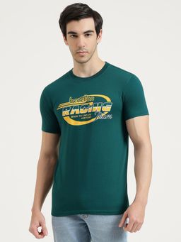 United Colors of Benetton - Men Green Cotton Blend Round Neck T-shirt