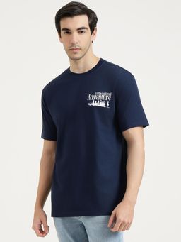 United Colors of Benetton - Men Blue Cotton Blend Round Neck T-shirt