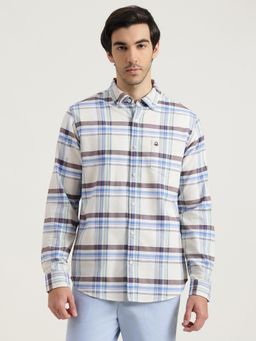 United Colors of Benetton - Men Beige Pure Cotton Collar Neck Shirt