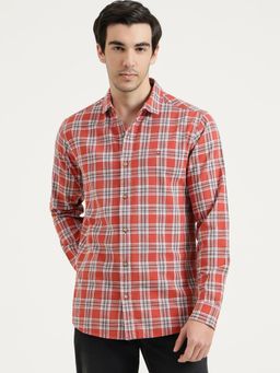 United Colors of Benetton - Men Red Pure Cotton Collar Neck Shirt