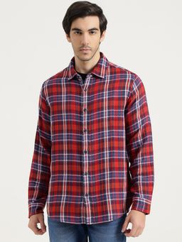 United Colors of Benetton - Men Red Pure Cotton Collar Neck Shirt