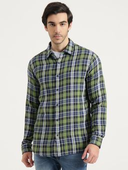 United Colors of Benetton - Men Green Pure Cotton Collar Neck Shirt