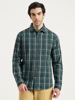 United Colors of Benetton - Men Green Pure Cotton Collar Neck Shirt