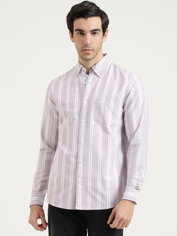 United Colors of Benetton - Men Purple Pure Cotton Collar Neck Shirt