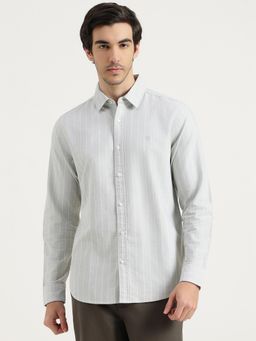 United Colors of Benetton - Men Grey Pure Cotton Collar Neck Shirt