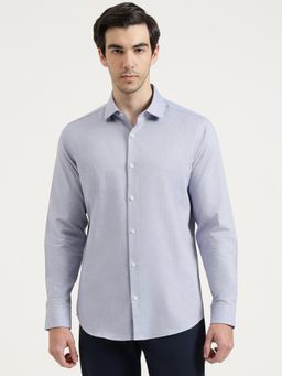 United Colors of Benetton - Men Blue Pure Cotton Collar Neck Shirt