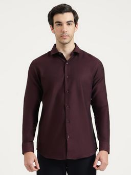 United Colors of Benetton - Men Maroon Pure Cotton Collar Neck Shirt