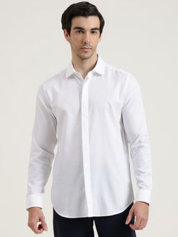 United Colors of Benetton - Men White Pure Cotton Collar Neck Shirt