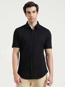 United Colors of Benetton - Men Black Nylon Collar Neck Shirt