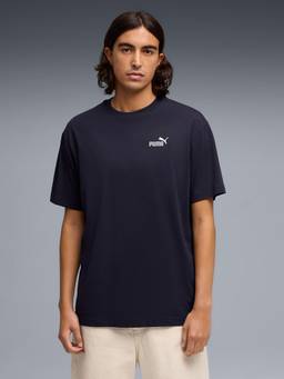 Puma - Blue Essentials Logo Men Cotton Relaxed T-shirt