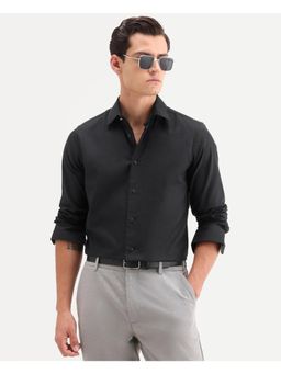 Rare Rabbit - Men Black Cotton Collar Neck Shirt