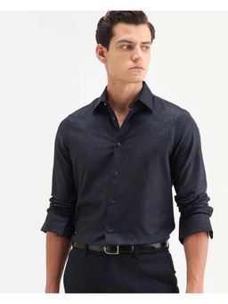 Rare Rabbit - Men Navy Blue Cotton Collar Neck Shirt