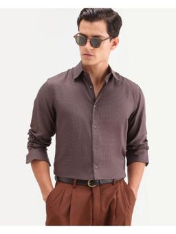 Rare Rabbit - Men Maroon Tencel Collar Neck Shirt