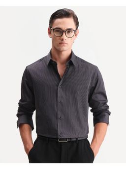 Rare Rabbit - Men Black Cotton Collar Neck Shirt