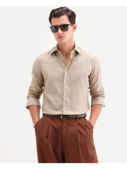 Rare Rabbit - Men Beige Cotton Blend Collar Neck Shirt
