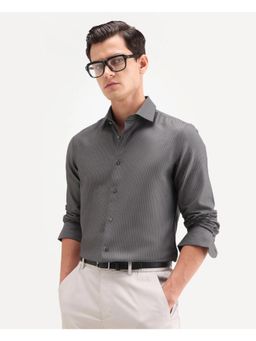 Rare Rabbit - Men Grey Cotton Collar Neck Shirt