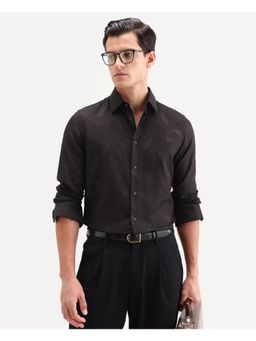 Rare Rabbit - Men Maroon Cotton Collar Neck Shirt