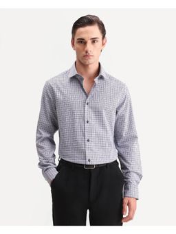 Rare Rabbit - Men Navy Blue Cotton Collar Neck Shirt