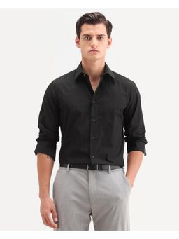 Rare Rabbit - Men Black Cotton Collar Neck Shirt
