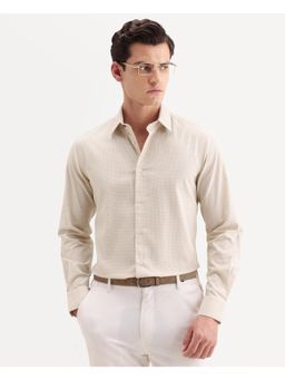 Rare Rabbit - Men Beige Cotton Collar Neck Shirt