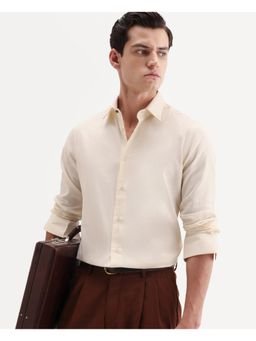 Rare Rabbit - Men Yellow Cotton Collar Neck Shirt