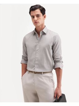 Rare Rabbit - Men Grey Cotton Collar Neck Shirt