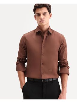 Rare Rabbit - Men Rust Cotton Collar Neck Shirt