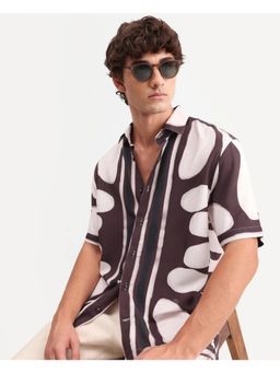 Rare Rabbit - Men Brown Viscose Collar Neck Shirt