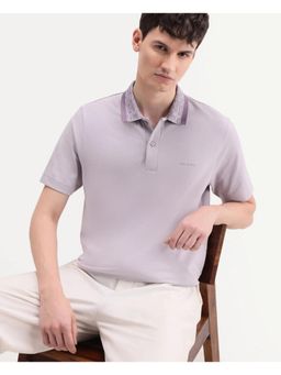 Rare Rabbit - Men Purple Cotton Blend Collar Neck Polo T-Shirt