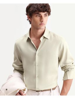 Rare Rabbit - Men Green Lyocell Collar Neck Shirt