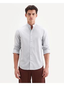 Rare Rabbit - Men Purple Cotton Mandarin Neck Shirt