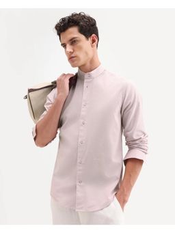 Rare Rabbit - Men Pink Cotton Mandarin Neck Shirt