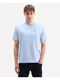 Rare Rabbit - Men Blue Cotton Crew Neck T-Shirt